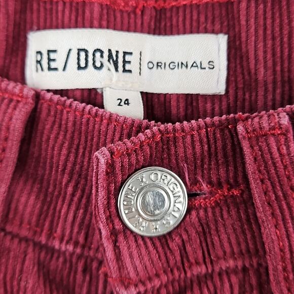 Re/Done Originals High Rise Straight Cropped Corduroy Jeans Burgundy | Women 24 - Picture 15 of 15